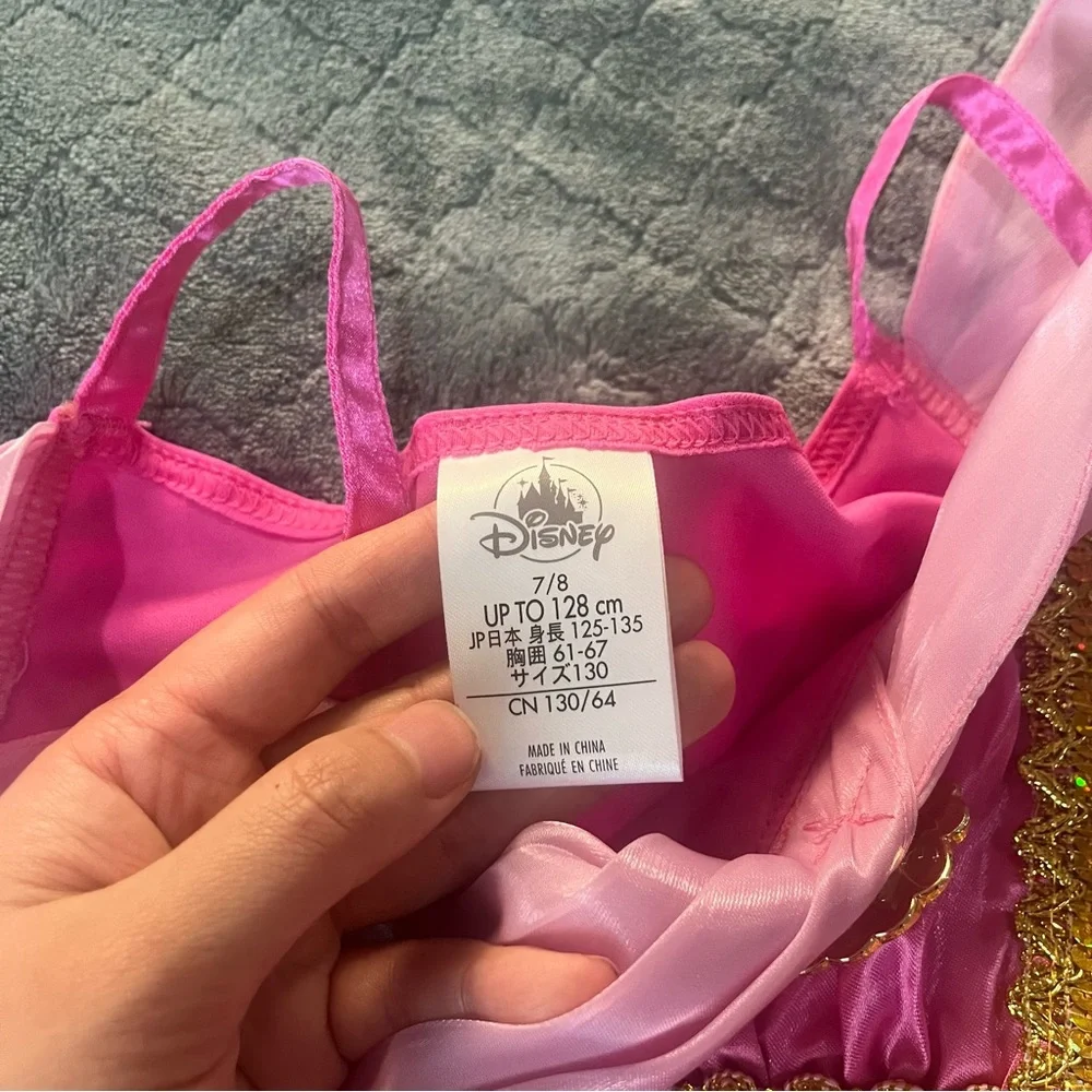 Disney Princess Aurora Sleeping Beauty Costume Dress Pink‎ Gold Sparkle Size 7/8